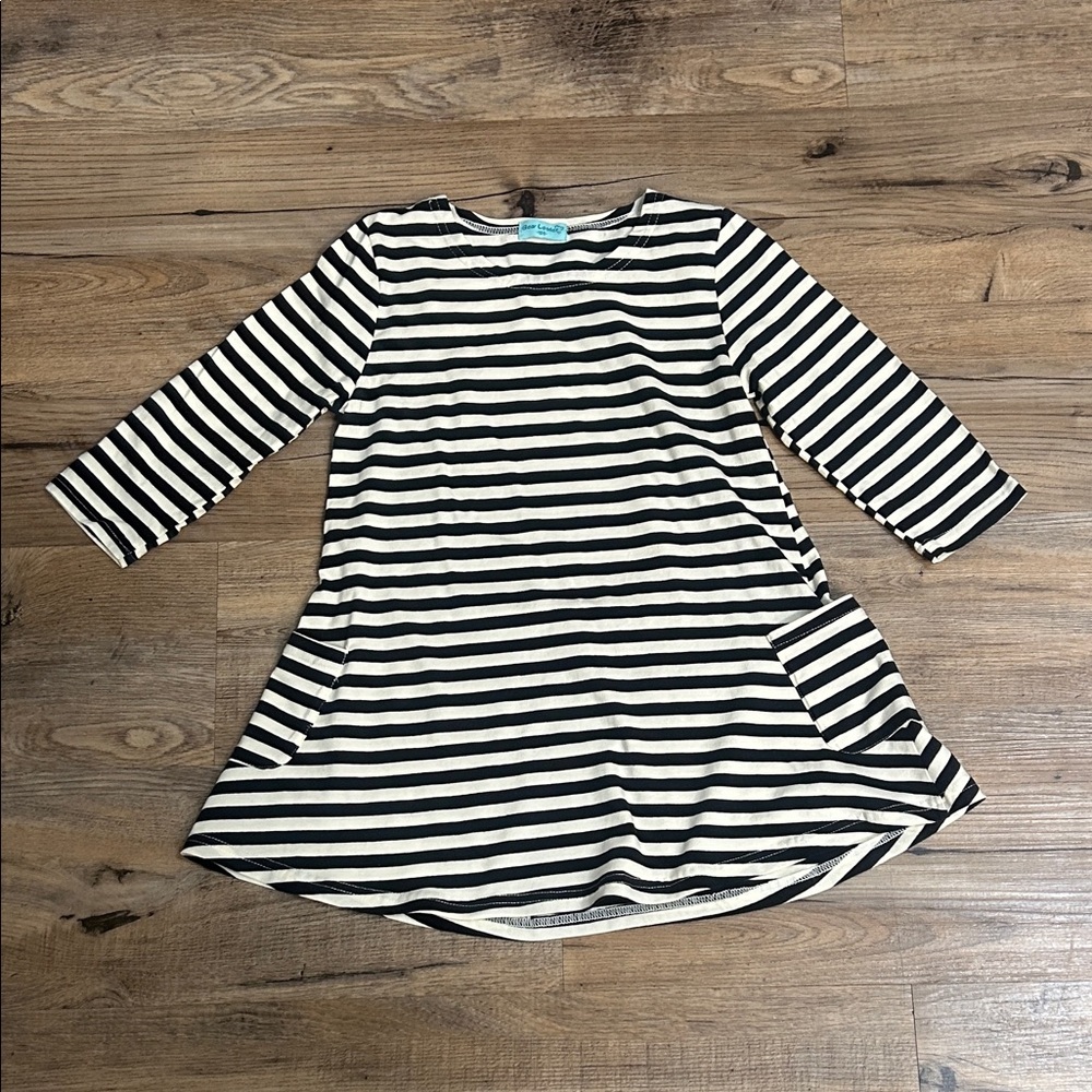 Classic Striped Kids Dress in Black and White